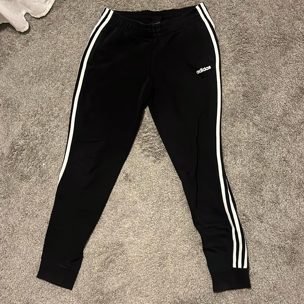adidas womens sz medium fleece jogger training pants DP2380 black/white